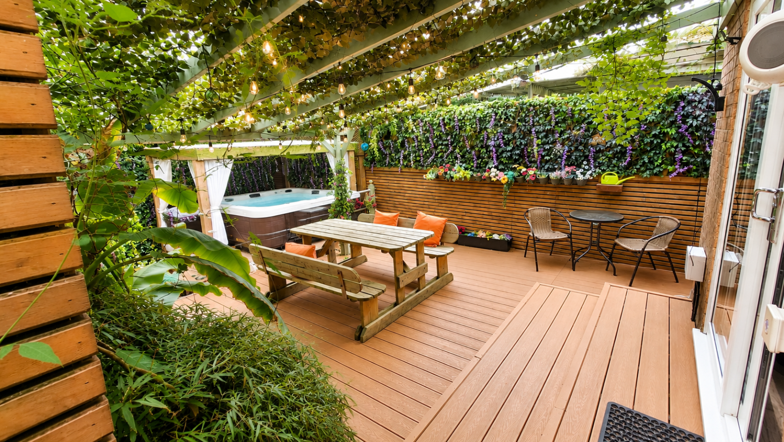 The Sea Swallow Hot tub in tropical lush garden