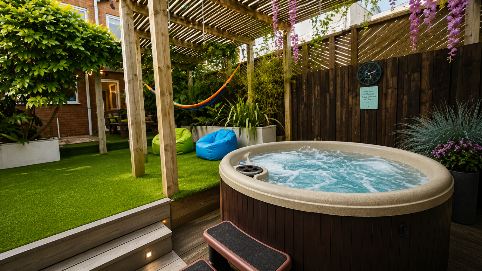 The Pad – private hot tub in a tropical garden in Cleveleys
